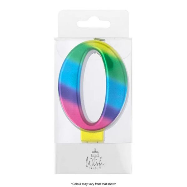 Wish Metallic Rainbow Number Candle 0