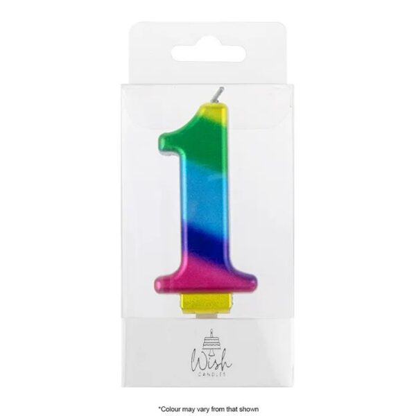 Wish Metallic Rainbow Number Candle 1