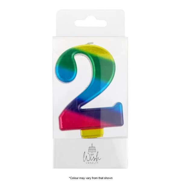 Wish Metallic Rainbow Number Candle 2