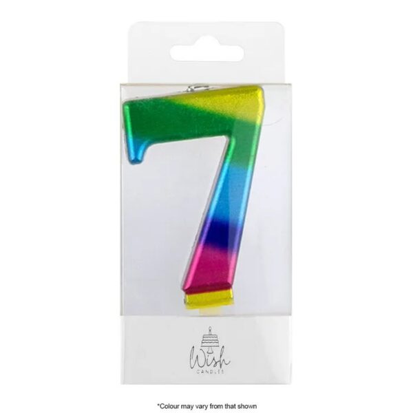 Wish Metallic Rainbow Number Candle 7