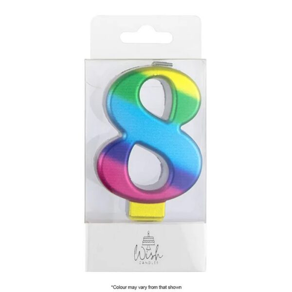 Wish Metallic Rainbow Number Candle 8
