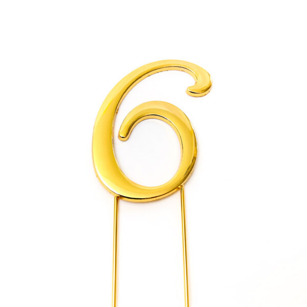 Cake & Candle Plain 7cm Number 6 Cake Topper Gold
