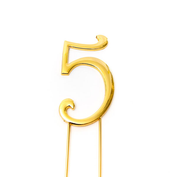 Cake & Candle Plain 7cm Number 5 Cake Topper Gold