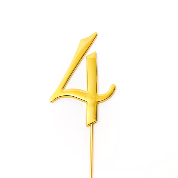 Cake & Candle Plain 7cm Number 4 Cake Topper Gold