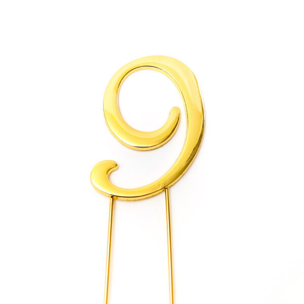Cake & Candle Plain 7cm Number 9 Cake Topper Gold