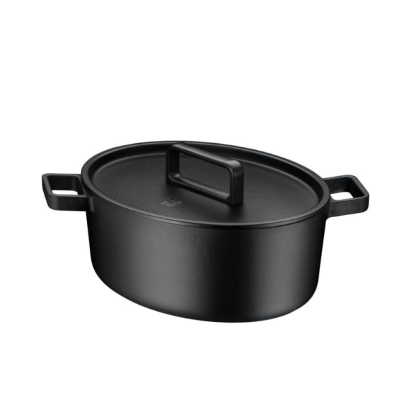 WMF Cast Iron Oval Covered Roasting Pan Black 33cm