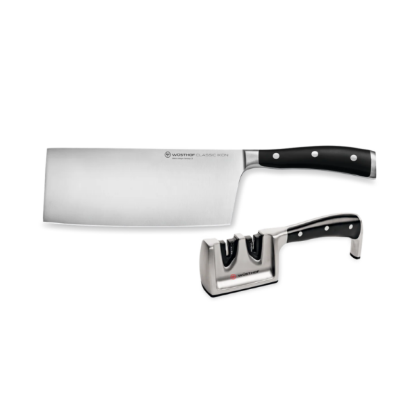 WÜSTHOF Classic Ikon 2-Piece Chinese Chef’s Knife and Sharpener Set