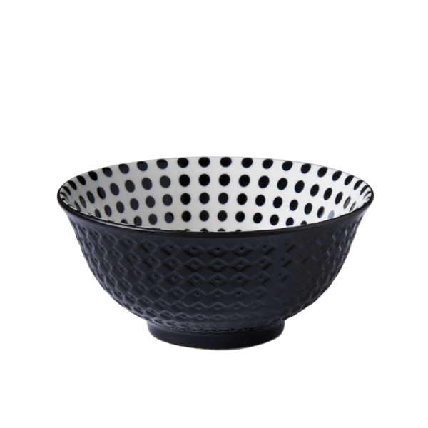 Wilkie Brothers Glazed Porcelain Bowl Monochrome Dots 15cm