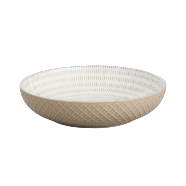 Wilkie Brothers Glazed Porcelain Pasta Bowl Monochrome Lines 21cm