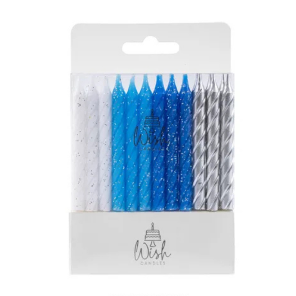 Wish Spiral Mix Candles Pack of 24 Blue