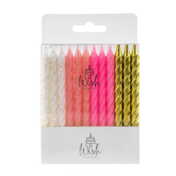 Wish Spiral Mix Candles Pack of 24 Pink