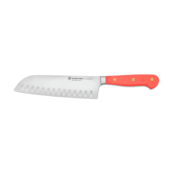 WÜSTHOF Classic Color Hollow Edge Santoku Knife Coral Peach 17cm