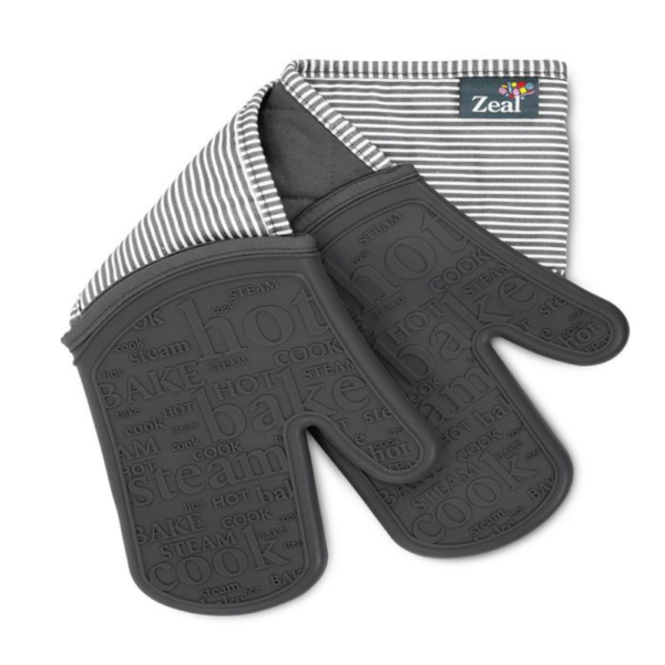 Zeal Silicone Double Oven Glove Grey Stripes