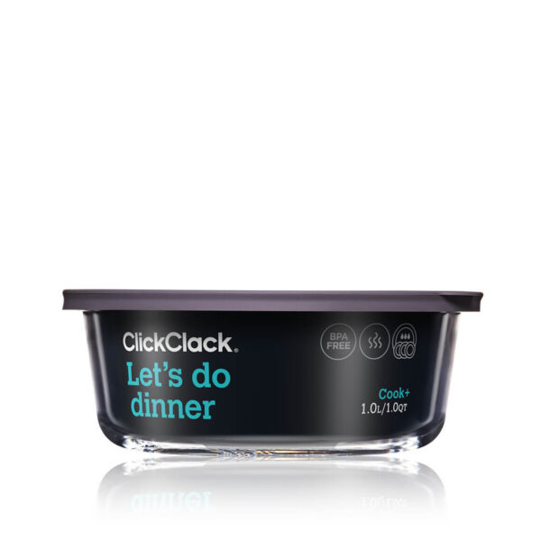 ClickClack Cook+ Heatproof Glass Container Round Grey (3 Sizes)