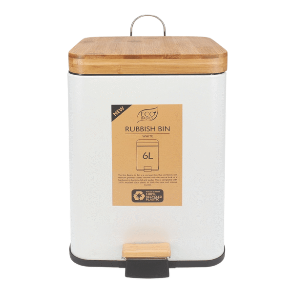 White Magic Eco Basics Square Rubbish Bin 6L White