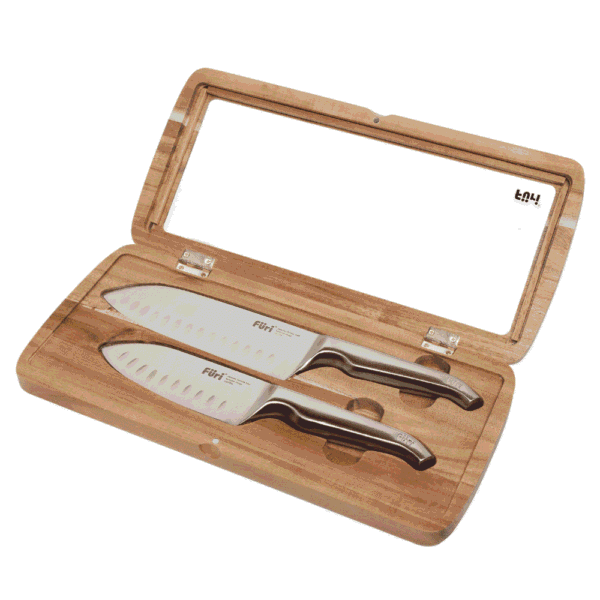 Füri Pro Santoku 2 Piece Knife Set Fluted Blade