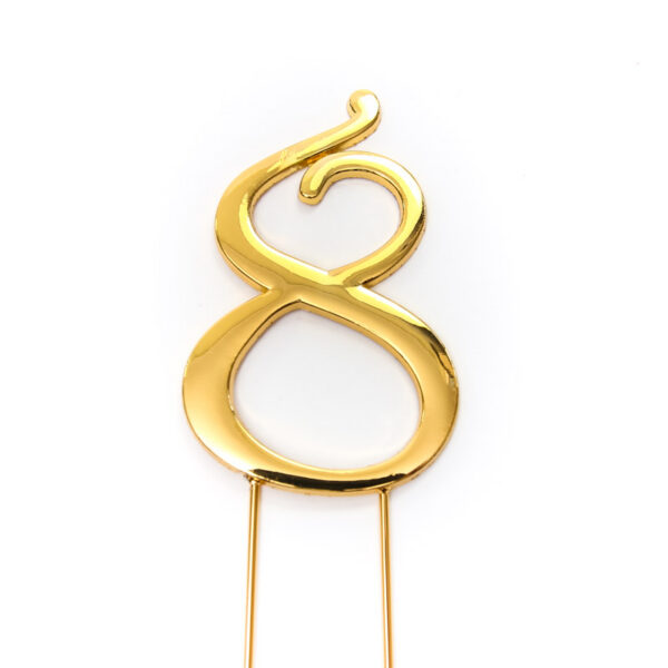 Cake & Candle Plain 7cm Number 8 Cake Topper Gold