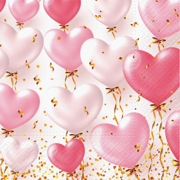 PAW Decor Lunch Napkin Heart Balloons