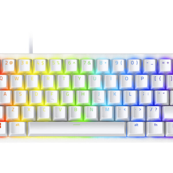 Razer Huntsman Mini – Mercury Edition – 60% Optical Gaming Keyboard (Clicky Purple Switch) – Frml Packaging