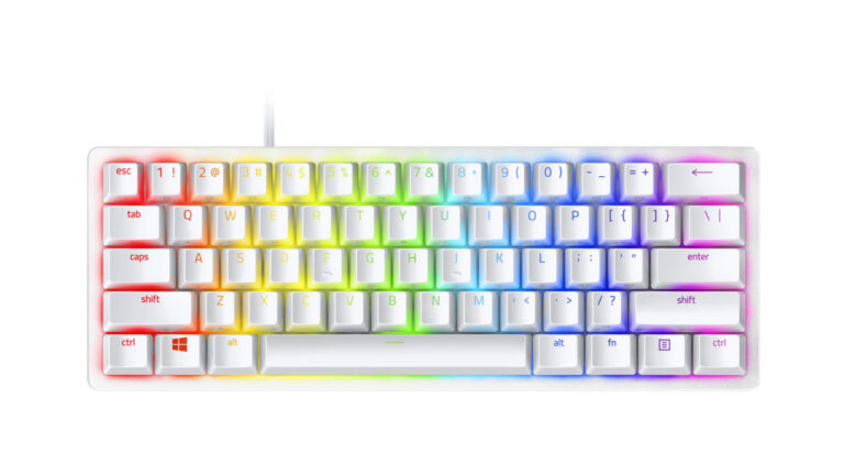 RAZER HUNTSMAN MINI - MERCURY EDITION - 60% OPTICAL GAMING KEYBOARD (CLICKY PURPLE SWITCH) - FRML PACKAGING