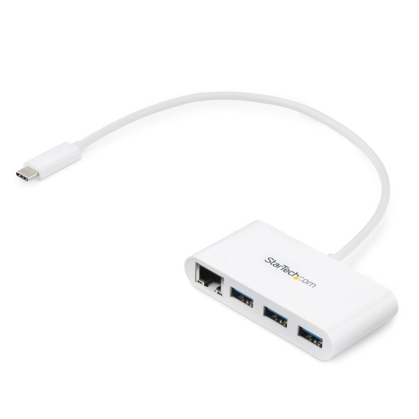 3 Port USB 3.0 Hub + GbE - USB-C - White