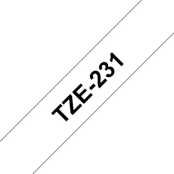 TZe231 12mm x 8m Standard laminated Blac