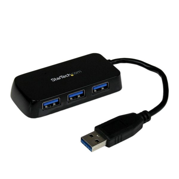 Portable 4 Port Mini USB 3.0 Hub - Black