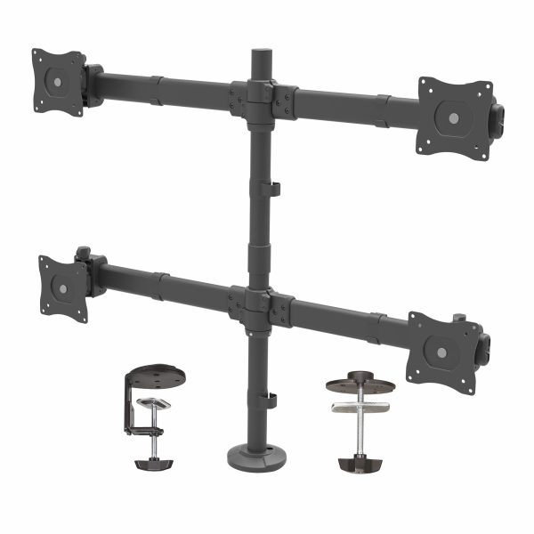 Desk Mount Quad Monitor Arm - Steel