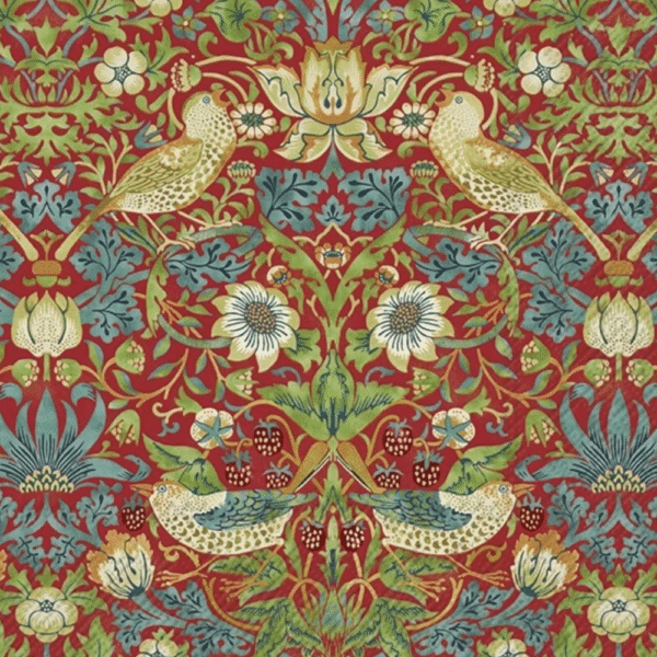 IHR Lunch Napkin Strawberry Thief Red