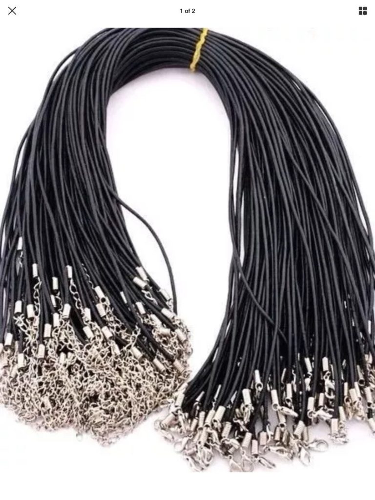 Set of 5 Black Leather Necklace Cords with Clasps