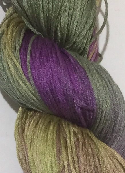 Full Hank of Premium Silk in Green, Gold and Purple
