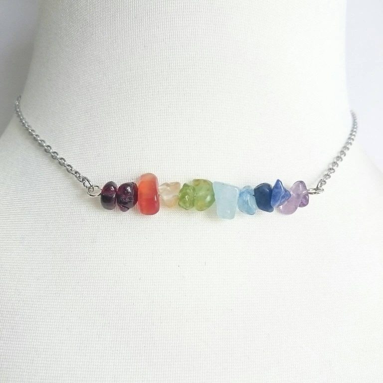 Chakra Choker Necklace with Natural Gemstones
