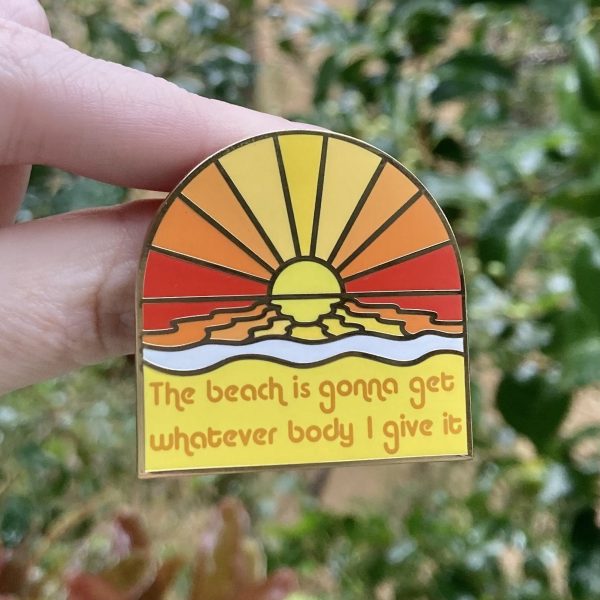 Gold Plated Hard Enamel Pin: Beach Body Message