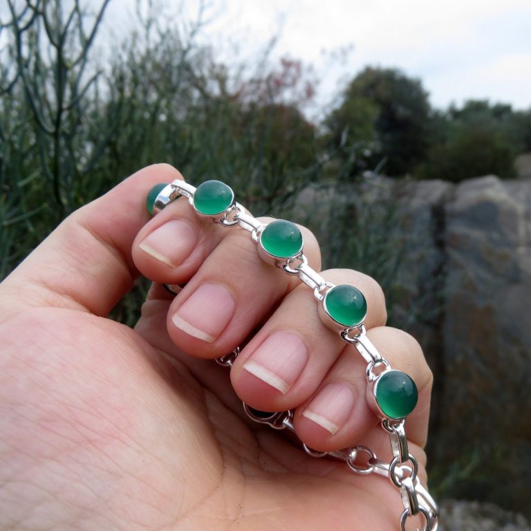 Green Onyx Bracelet Set in Sterling Silver
