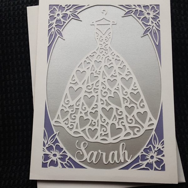 Personalised Bridal Shower Card with Wedding Gown Design