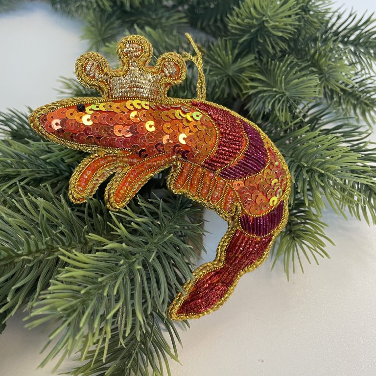 King Prawn Sequin Christmas Tree Bauble