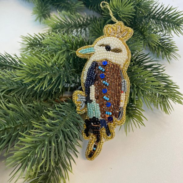 Beaded Kookaburra Christmas Ornament for Tree Decoration
