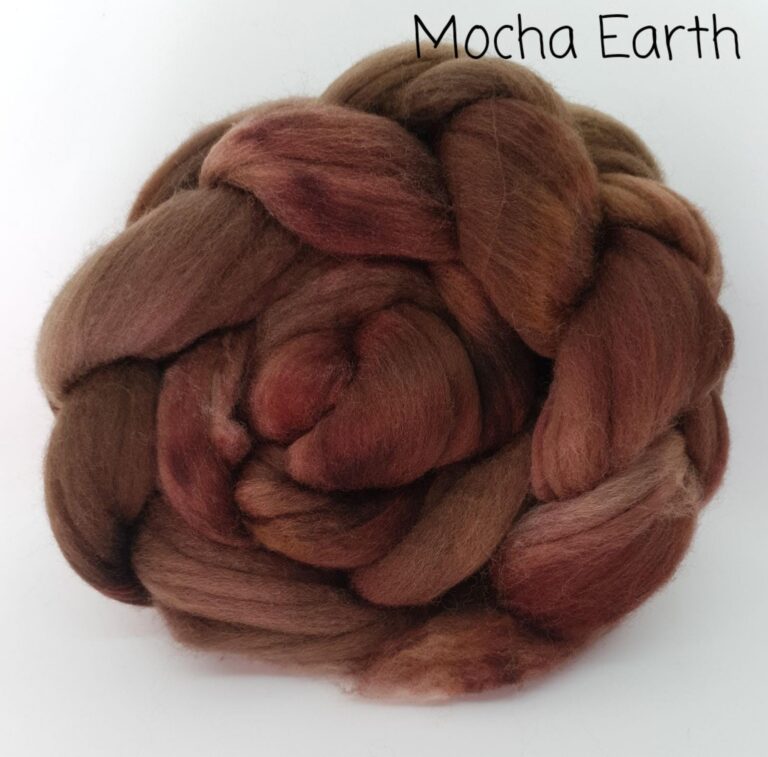 50g Hand Painted Merino Wool Roving - Mocha Earth