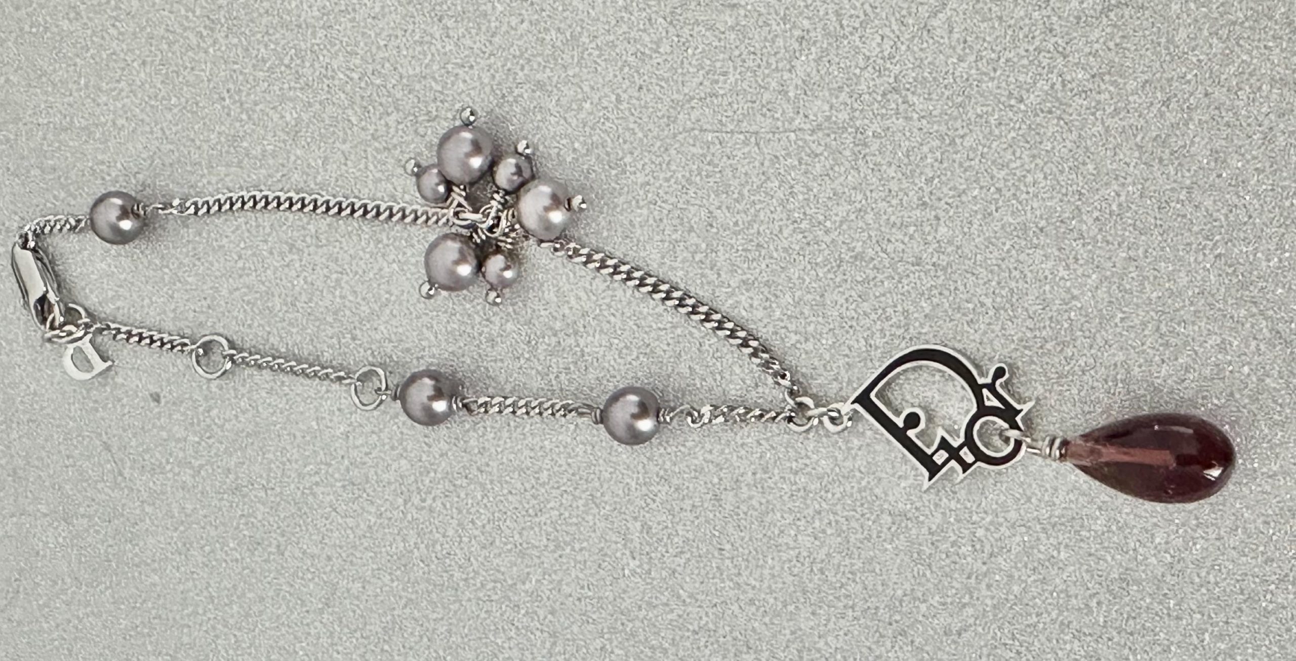Vintage Dior Charm Mauve Pearl, Amethyst Drop Bracelet: Silver (1990s) - Image 29