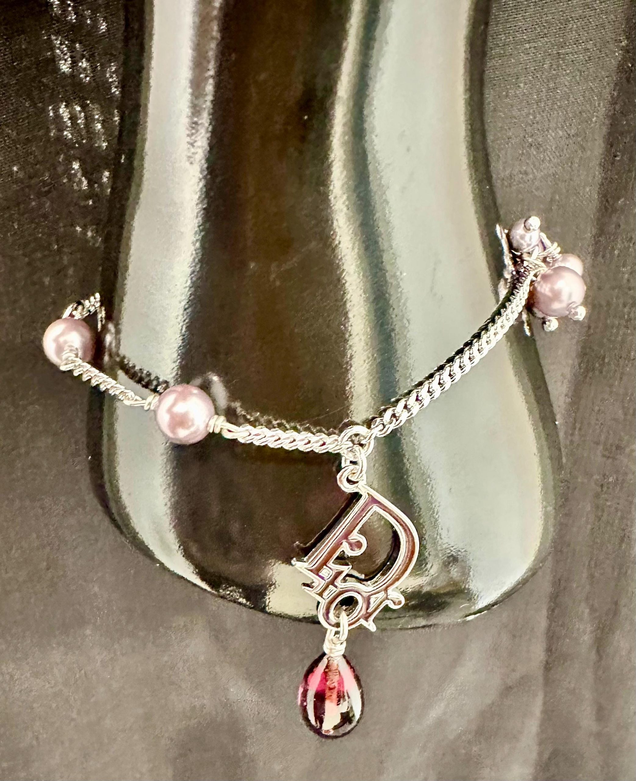 Vintage Dior Charm Mauve Pearl, Amethyst Drop Bracelet: Silver (1990s) - Image 20