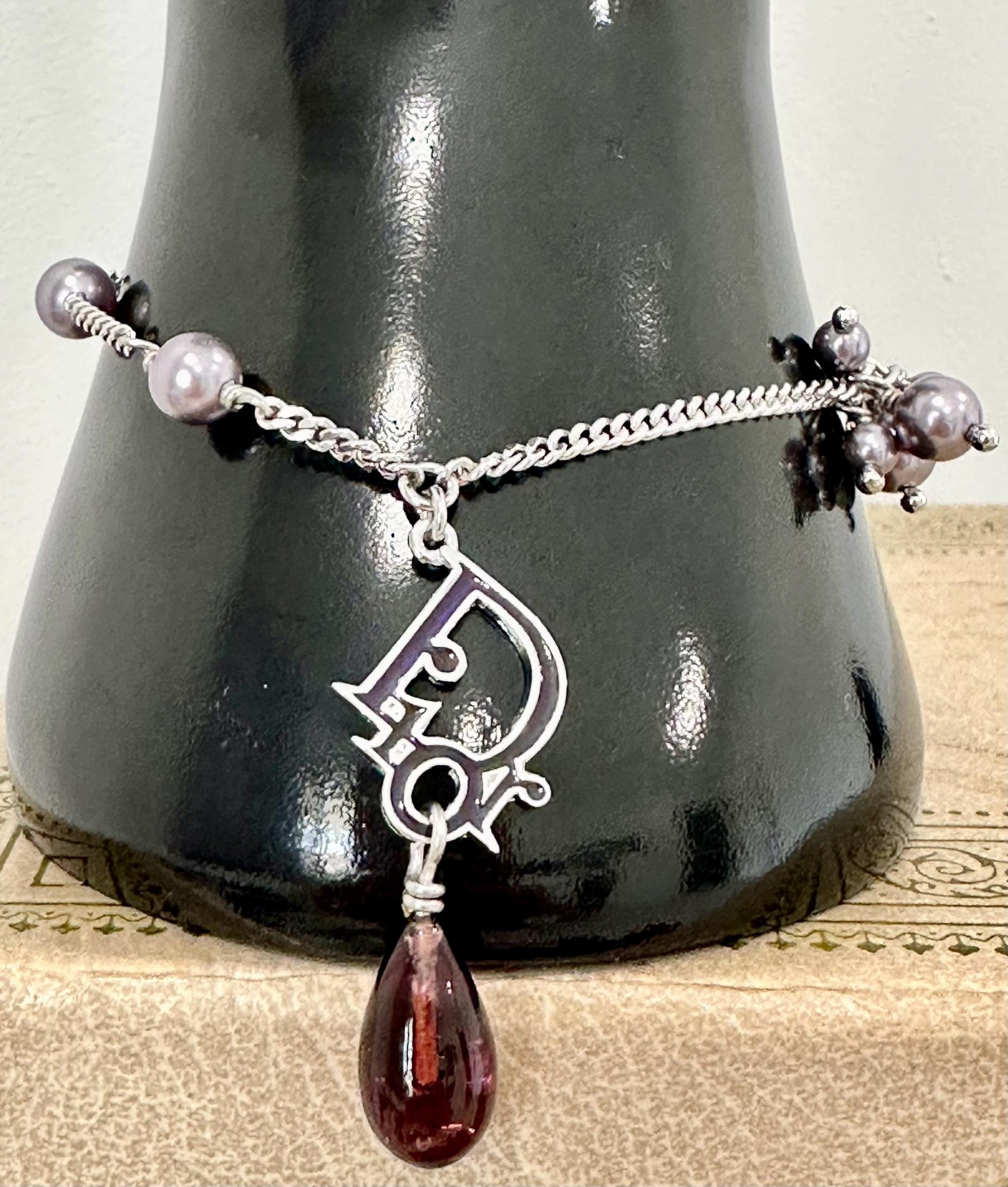 Vintage Dior Charm Mauve Pearl, Amethyst Drop Bracelet: Silver (1990s) - Image 18