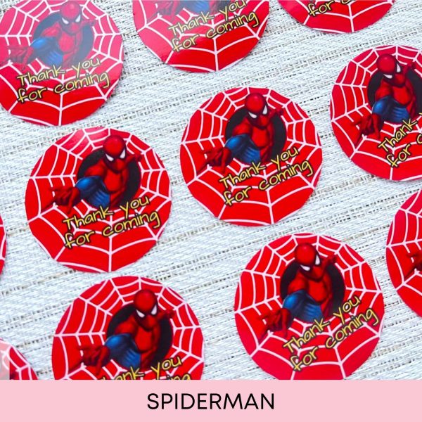 Custom Round Spiderman Thank You Stickers for Parties