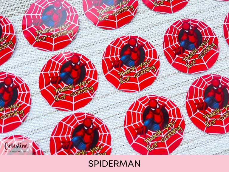 Custom Round Spiderman Thank You Stickers for Parties