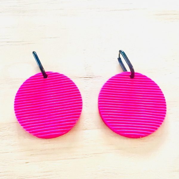 Bright Pink Polymer Clay Huggie Earrings