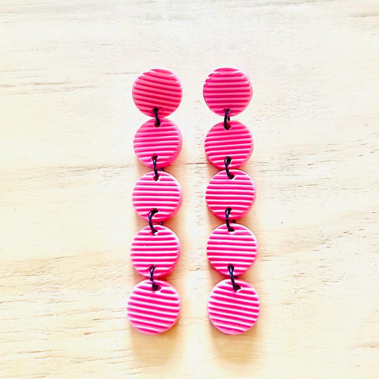 Guava Dot Polymer Clay Statement Earrings