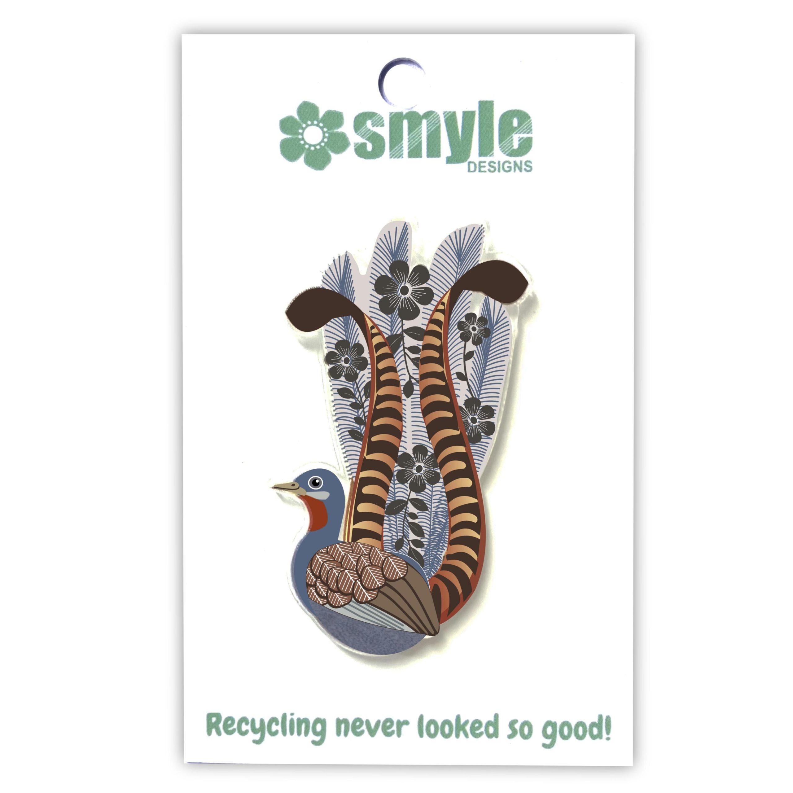 Superb Lyrebird Pin, Recycled Plastic, Australian Native Bird Art, Made in Australia, Souvenir - Image 8
