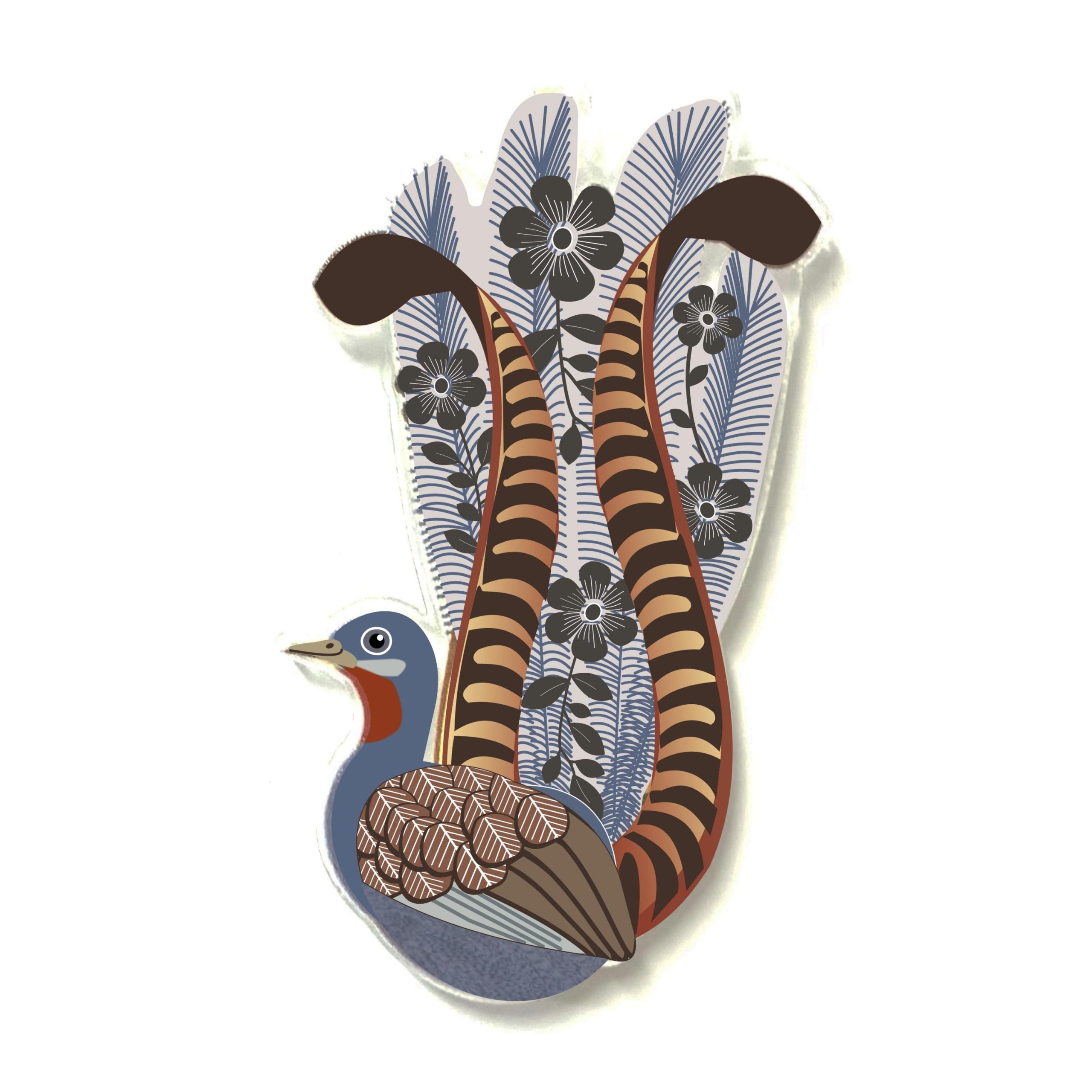 Superb Lyrebird Pin, Recycled Plastic, Australian Native Bird Art, Made in Australia, Souvenir