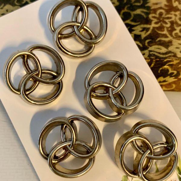 Set of 5 Stylish Silver Dress Buttons, 22mm Diameter
