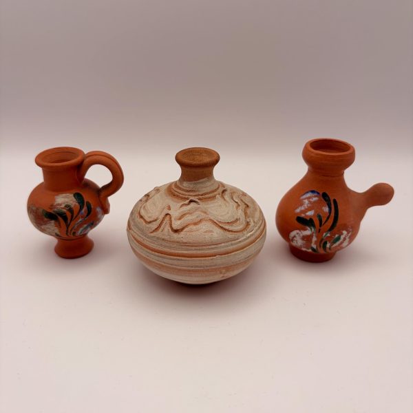 Set of 3 Vintage Miniature Terracotta Pottery Vessels
