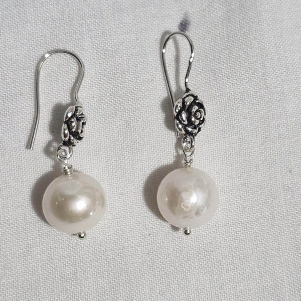 Sterling Silver Dangle Earrings with Freshwater Pearls